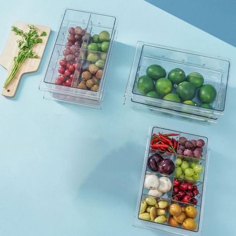 Bac De Rangement Pour Réfrigérateur - 8 Compartiments - Transparent - Compatible Cloisons 30 À 44 Cm - 1 Pièce (1/3)