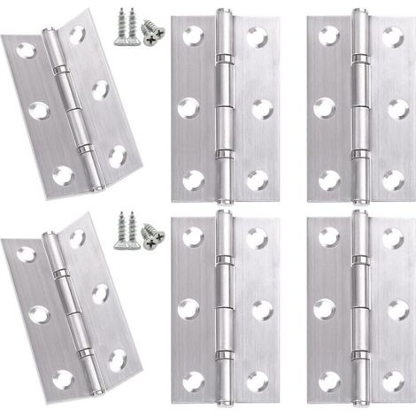 Set mit 6 Edelstahl-Scharnieren für Schranktüren inklusive 60 Schrauben für Möbelbeschläge und Schubladentüren, 60 x 38 mm (1/4)