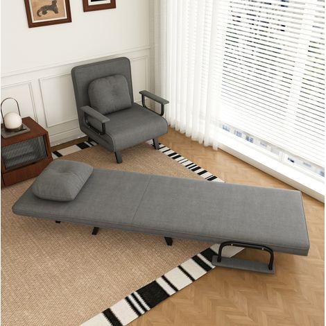 Poltrona relax reclinabile, schienale regolabile 5 posizioni, supporti estraibili, ciniglia grigia, struttura in metallo (1/5)
