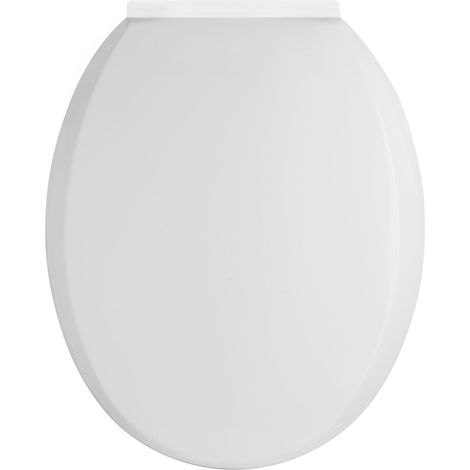 Nuie Round Thermoplastic Top Fixing Toilet Seat with Soft Close Hinges - White (1/3)