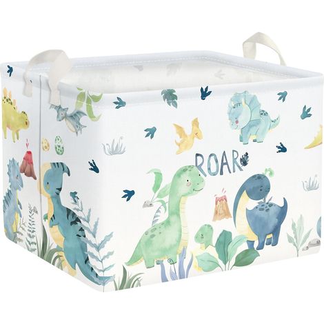 Panier de rangement enfant Dinosaure Vert 36L