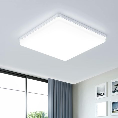 Plafonnier Led Carré 24W, Lampe de Plafond Panel, Lumiere Moderne 4800LM, IP44 Étanche Luminaire Plafonniers pour Salle de Bain Salon Chambre , Φ30CM (1/5)