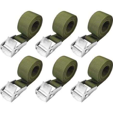 1 m lange, verschließbare Sangles – Lot von 6 Courts Cliquet Sangle mit Serrage-Schlaufe, 25 mm, 250 kg, Sangle Porte Velo, Sangle Moto, extrem robust (1/4)