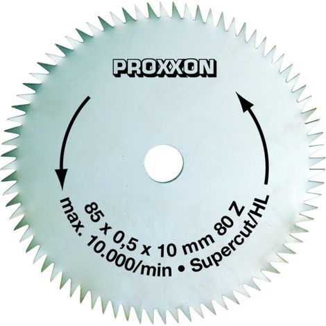 Proxxon – Lame de scie circulaire 85 mm – 80 dents avoyées pour bois dur et plastique – Coupe nette et précise – Acier au chrome-vanadium