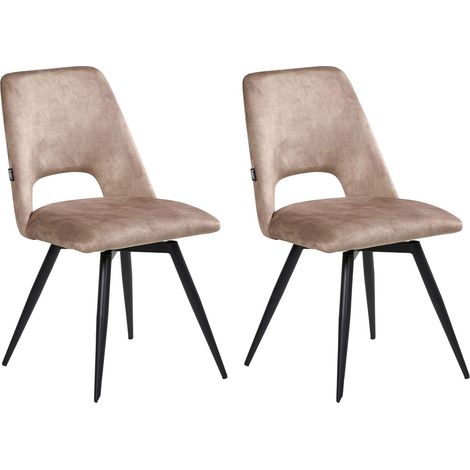Esszimmerstuhl 2er Set drehbar HALLETT Samtstoff Beige