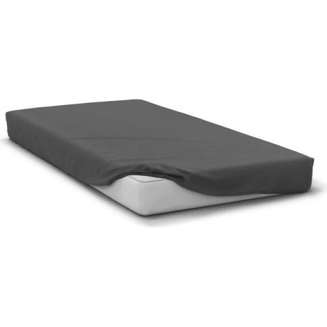 Fitted sheet - HOME LINGE PASSION - HP71762 - 90 x 190 cm + 30 cm gusset - Microfiber - 82 g - Anthracite gray (1/4)