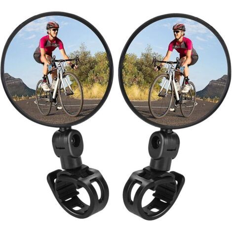 Rétroviseurs de vélo réglables et pivotants, montés sur guidon, lot de 2 - Rétroviseurs arrière convexes en plastique pour vélos de montagne et de route (1/5)