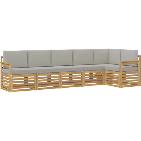 Set di divani da esterno 6 pz Bianco e Grigio Chiaro Poliestere vidaXL (1/5)