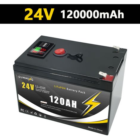 24V LiFePO4 lithium-ion battery, dual USB ports with new power display - 24V 120AH - 25.2V
