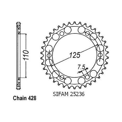 Couronne Gilera 125 Cougar - 428 - 46 Dents - Similaire JTR485