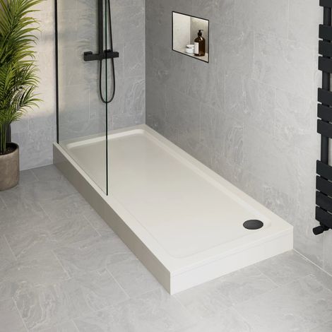 1700 x 700mm Bathroom Non Slip Shower Tray Easy Plumb for Enclosure Free Waste (1/4)