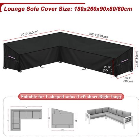 Housse de canapé d'angle LAMUNI en forme de L, tissu Oxford 420D. (1/2)
