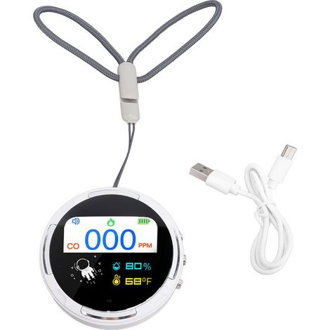 Détecteur de monoxyde de carbone portable, étanche et rechargeable avec batterie de 1000 mAh, mini-appareil pour voiture, camping-car, voyage, camping, tente, chambre d'hôtel, maison, bateau, véhicule (1/5)
