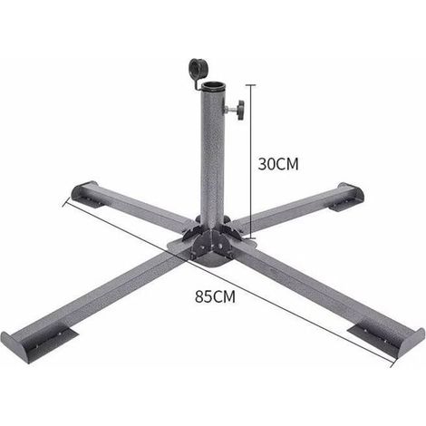 VURAHOME – Sonnenschirmständer – Tragbarer, vierbeiniger, faltbarer und verstellbarer Sonnenschirmständer aus Eisen – Sonnenschirmständer für Garten und Camping – 85 x 85 x 30 cm (1/5)