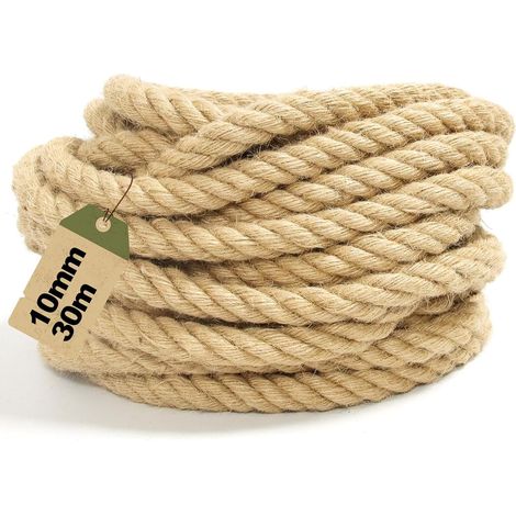1 - Corde Jute - Ficelle Naturelle - Diamètre 10mm Longueur 30m - Pour Décoration Rampe Escalier Jardinage DIY Macramé - Couleur Naturelle - 10x3000cm (1/5)