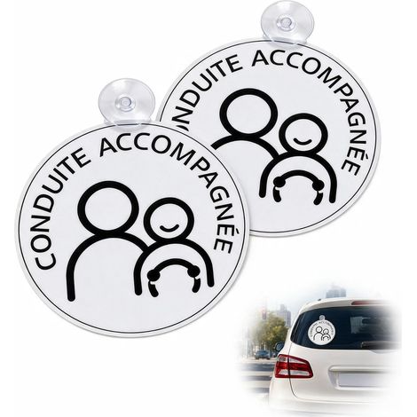 Disque Conduite Accompagnée 2 15cm Réfléchissant (Noir et blanc) (1/5)