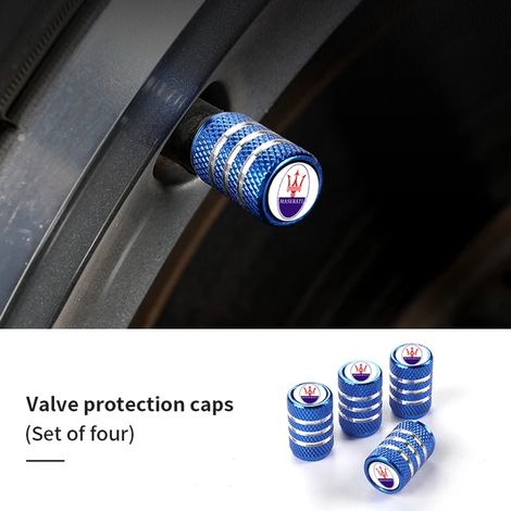 (À carreaux bleus) 4 bouchons de valve de pneu compatibles avec Levante Ghibli GranTurismo Coupé Quattroporte Spyder GranCabrio (1/5)