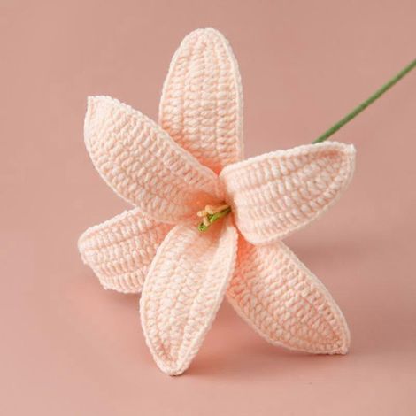 fleur artificielle de lys au crochet, décoration intérieure, cadeau d'anniversaire, en coton tissé à la main.Champagne (1/5)