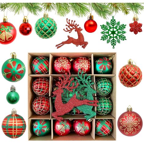 40 adornos surtidos irrompibles para colgar en el árbol de Navidad, fiestas y celebraciones.
