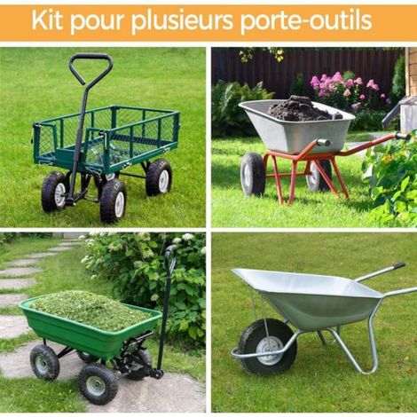 Roue gonflable axe déporté, alésage 16 mm, jante métal galvanisé, double roulements, 260x85 mm, axe 54 mm, pour chariot, 1 pièce (1/5)