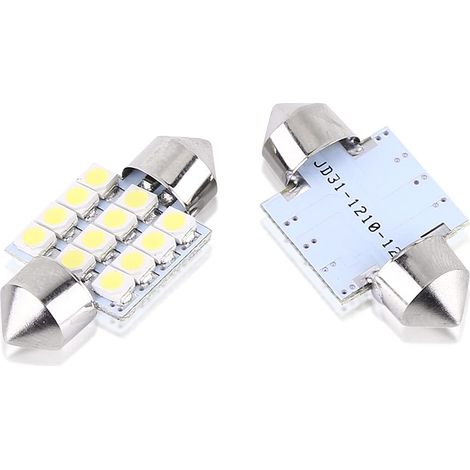 Innendeckenleuchten, 31mm LED-Kuppellampe 12V 12SMD Festoon-Kuppellampe (2 Stück).
