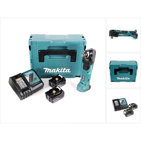 Makita DTM 51 RFJ 18V Li-Ion Akku Multifunktionswerkzeug im Makpac + 2x 3,0 Ah Li-Ion Akku + Akku Schnellladegerät