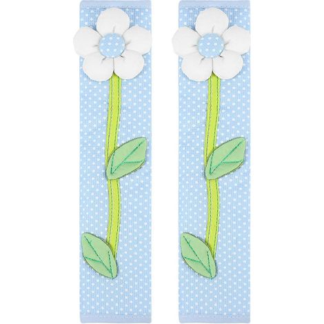 Lot de 2 gants de porte/réfrigérateur à pois fleuris champêtres, accessoires de cuisine et décoration, bleus (1/5)
