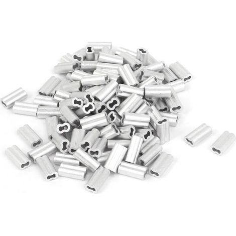 1mm Wire Rope Aluminum Sleeves Clip Fittings Loop Sleeve Cable Crimps 100pcs