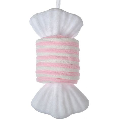 Suspension de Noël Bonbon Décoration Sapin Synthétique Rose et Blanc 11 x 8 x 20 cm - PANGIVO (1/2)