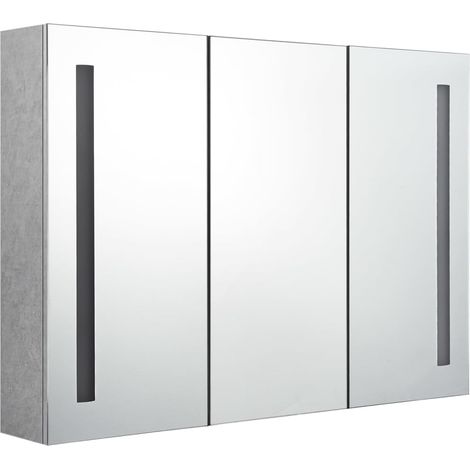 LED Bathroom Mirror Cabinet Concrete Grey 89x14x62 cm vidaXL