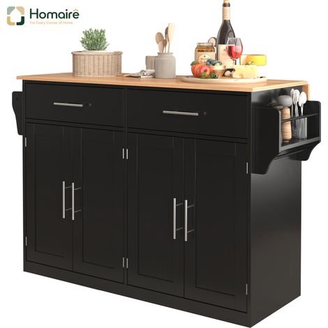 Desserte de cuisine pliable noir en mdf 120 x 71 x 91,5 cm HOMAIRE (1/5)