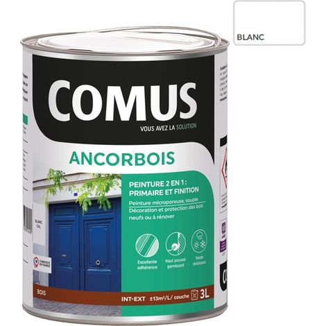 Comus – Peinture microporeuse 3L pour bois extérieur – Aspect satiné – Excellente résistance aux intempéries – Application intérieure/extérieure (1/3)