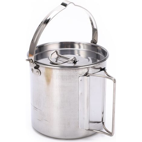 Bouilloire de camping en acier inoxydable résistant à la chaleur et à la corrosion, durable et robuste, idéale pour la randonnée. (1/5)