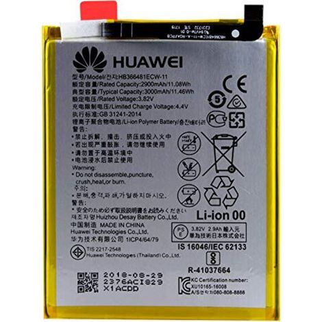 pair Batterie de rechange Li-ion pour Huawei P20 Lite - 3000 mAh - Accessoire d'origine Huawei - Avec écran