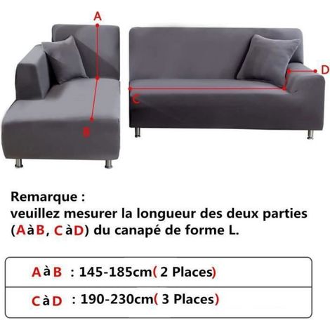 Housse Canapé d'angle Extensible 2 Pièces, Housse de Canapé élastique en Forme de L 3places +2places (1/4)