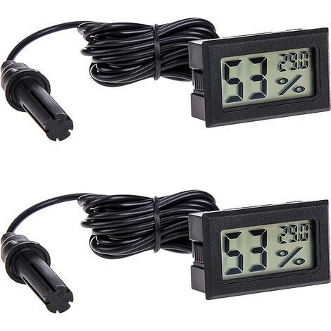 Lot de 2 Thermomètre Hygromètre Sonde Externe Reptile Aquarium Bureau (1/5)