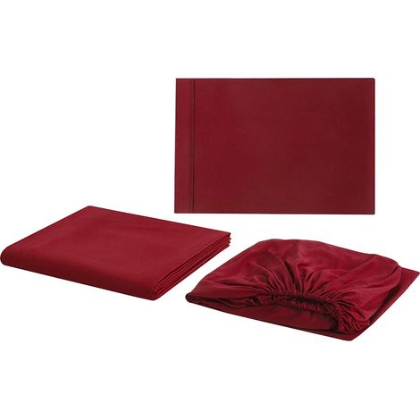 Draps De Lit - Ensemble 3 Pièces En Microfibre - Taille Twin - Poche Profonde - Rouge (1/5)