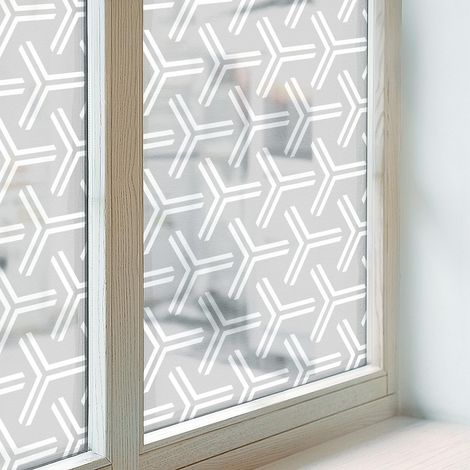 Fensterfolie 100x116 cm Selbstklebend Milchglas Dekorfolie Dekorativ Sichtschutz Fenster Folie für Badezimmer PVC Blickdicht Minimalistische Linien