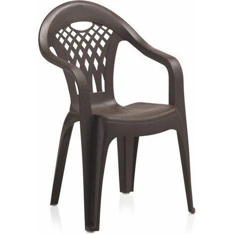 Pegane – Lot de 6 chaises empilables en résine marron – Dimensions 58x54x86 cm – Résistantes aux intempéries et UV – Faciles à nettoyer (1/4)