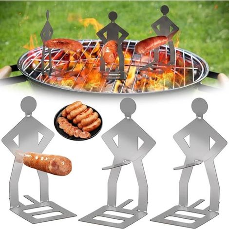 Filiyano-Grille à saucisses en acier inoxydable 3 pièces pour le camping, les pique-niques et les barbecues dans le jardin (1/5)