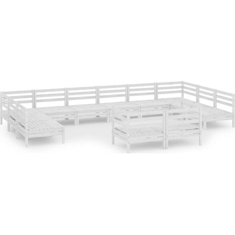 Maison Exclusive - Set Salotto da Giardino 12 pz Bianco in Legno Massello di Pino