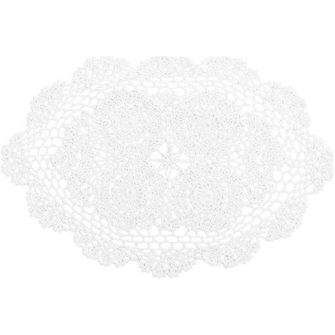 Dekoratives gehäkeltes Platzset aus Baumwollspitze, Tischdekoration – 30 x 25 cm – Weiß (1/2)