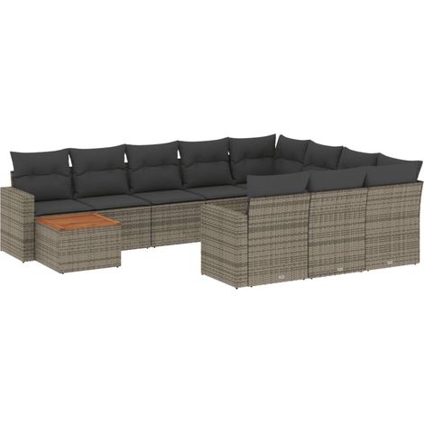Maison Exclusive - Patio Sofa Set 10 plaza Grey and Dark Grey (1/5)