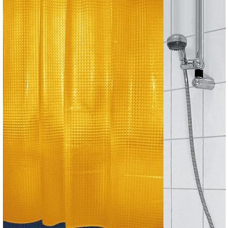 Wasserdichter Duschvorhang für Badezimmer, 180x180 cm, gelbes Futter, schimmelresistent, mit Haken, leicht austauschbar. (1/4)