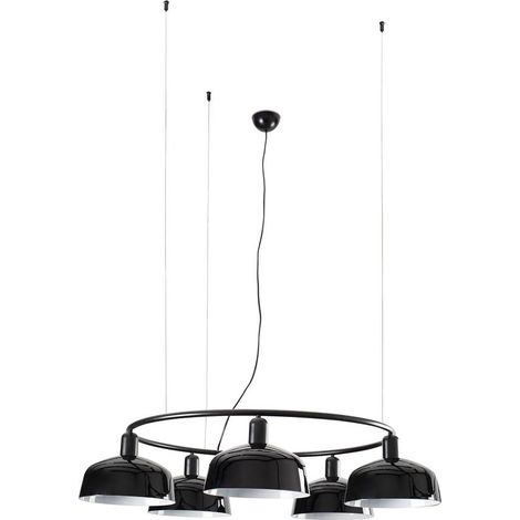 Faro TATAWIN Mittlere zylindrische Pendel-Deckenleuchte mit 5 Lichtern, Satinschwarz (1/2)