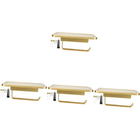 4 Ensembles porte-rouleau porte-serviettes en papier muraux porte-papier hygiénique distributeur de papier hygiénique support porte-papier toilette pas de porte-papier perforé (1/5)