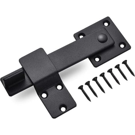 Loquet de porte en acier inoxydable, serrure de porte coulissante, serrure de porte basculante avec vis de réglage, loquet noir (1/5)
