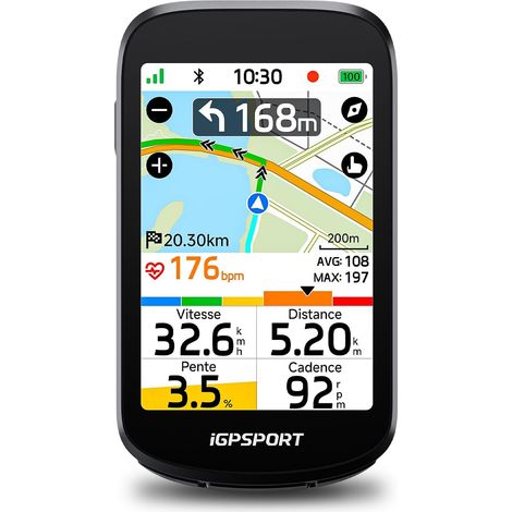 BSC500 Kabelloser Fahrradcomputer, 3,3"-Touchscreen, Karte, Sprachnavigation  Trainingsmodus, Bergmodus, E-Bike-Modus, automatische Routenneuberechnung, Radarsynchronisation, Strava, Bluetooth, ANT+, 