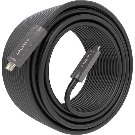 Cable Aisens USB 3.1 Gen2 10Gbps AOC 4K@60Hz 3A 60W E-Marker, Tipo USB-C/M-USB-C/M, Negro, 15M (1/2)