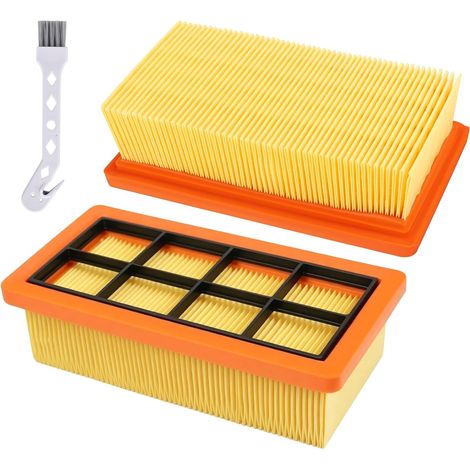 Packung mit 2 KFI 7420 Flachplissierfiltern für Kärcher AD 2, AD 2 Battery, AD 4 Premium, AD 3 Premium, AD 3, AD 3.200, AD 3.000 Asche- und Trockensauger, Ersatzfilter-Teilenummer 6.415 (1/5)